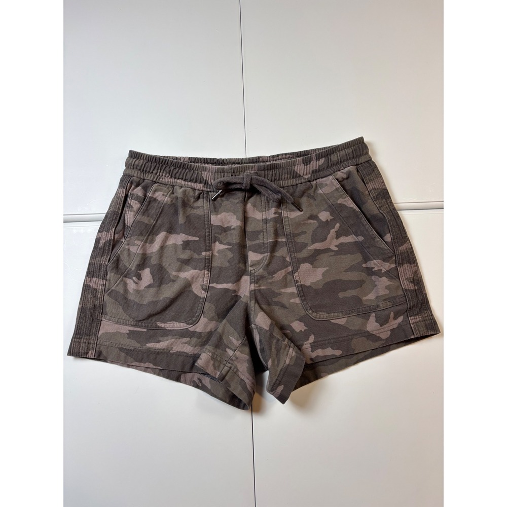 Athleta Camo Farallon Shorts Green Brown Utility Drawstring Size 6